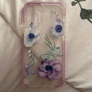 Purple Floral glittery 12 pro max case